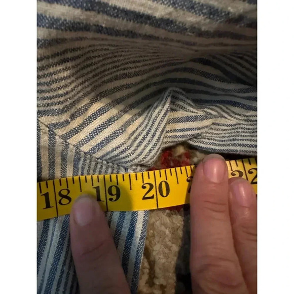 Vintage Gotcha Covered White & Blue Striped Button-Down Midi Dress Size 14 - Picture 9 of 9